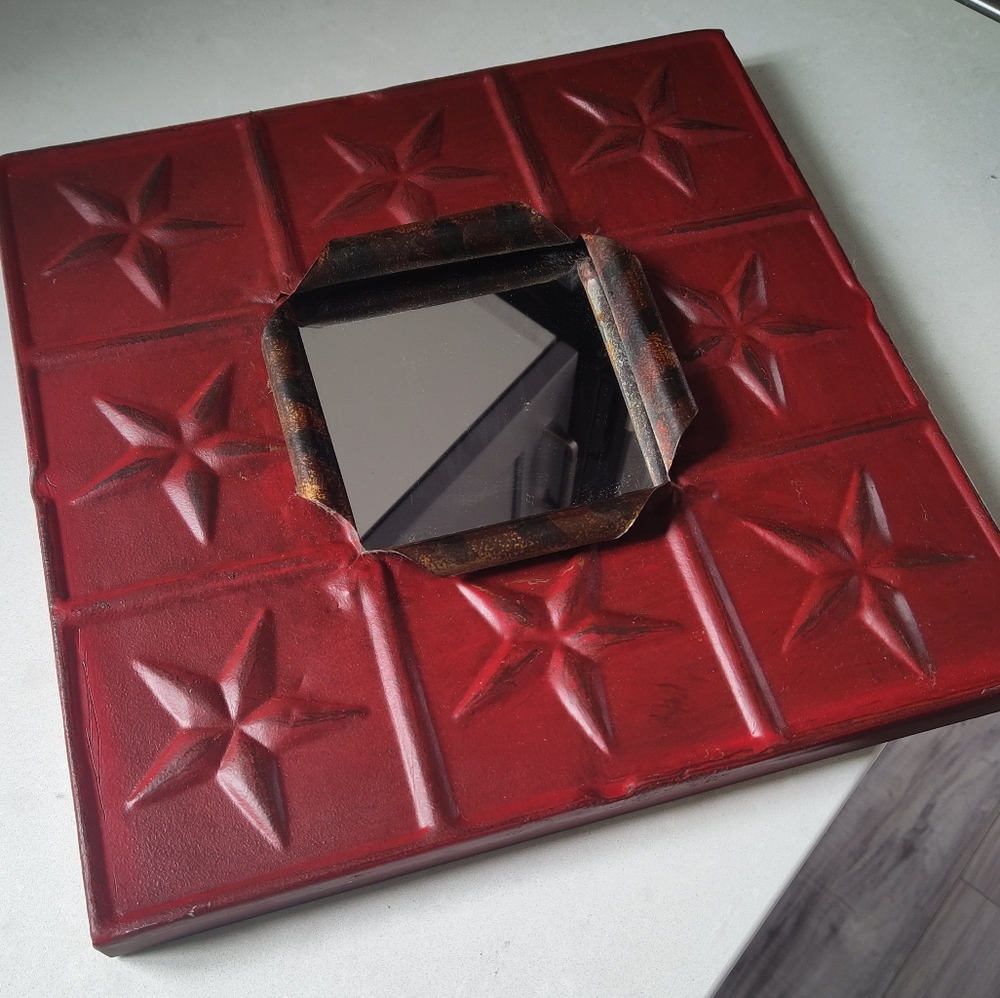 Metal farmhouse wall decor with mirror!